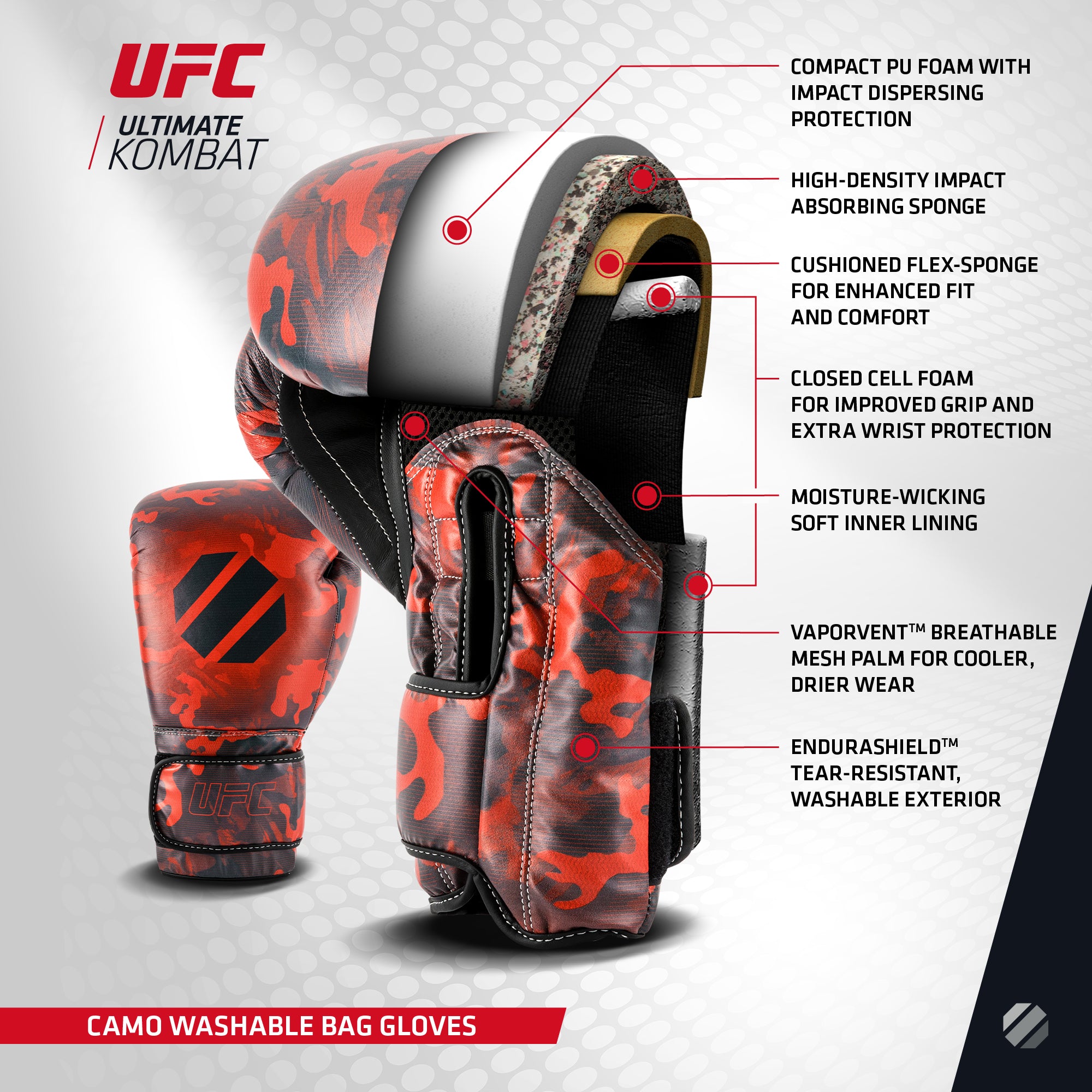 UFC Octagon Camo Washable Bag Gloves